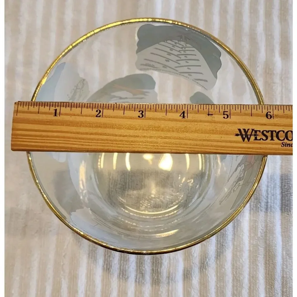 VTG West Virginia Glass Ice Bucket Bowl Cartoon ski illustrations Ashby Alpine